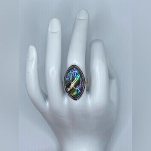 NWT Gorgeous Abalone Shell Ring In Sterling Silver